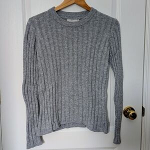 Minimum Gray Ribbed Knit Sweater Wool Blend Small | Scandinavian Minimalist #204